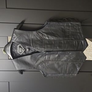 Vintage Authentic Leather Vest mens XL‎ fits like L